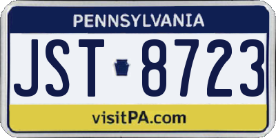 PA license plate JST8723