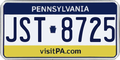 PA license plate JST8725