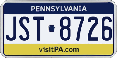 PA license plate JST8726