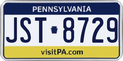 PA license plate JST8729