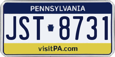 PA license plate JST8731