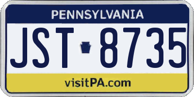 PA license plate JST8735