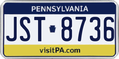 PA license plate JST8736