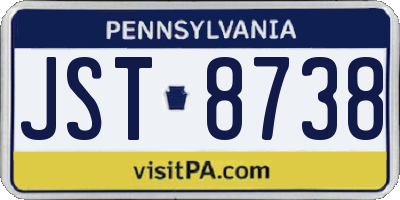 PA license plate JST8738