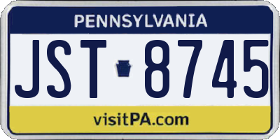 PA license plate JST8745