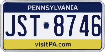 PA license plate JST8746