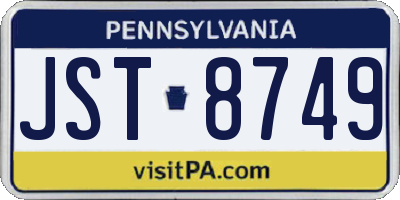 PA license plate JST8749
