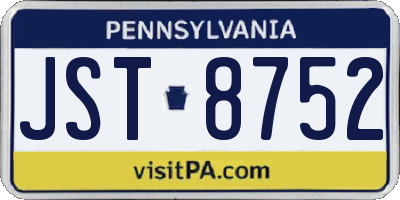 PA license plate JST8752