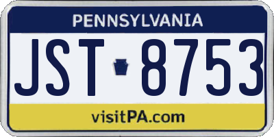 PA license plate JST8753
