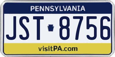 PA license plate JST8756