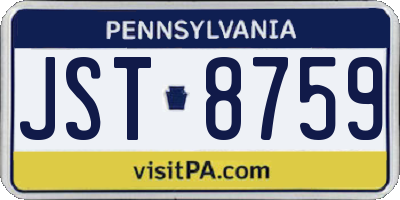 PA license plate JST8759