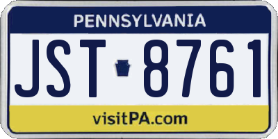PA license plate JST8761