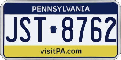 PA license plate JST8762