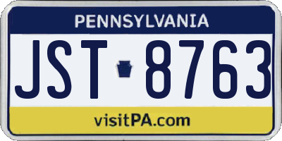 PA license plate JST8763