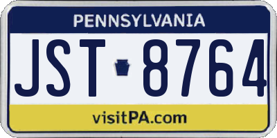 PA license plate JST8764
