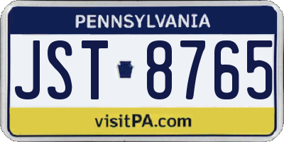 PA license plate JST8765
