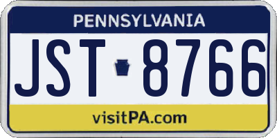 PA license plate JST8766