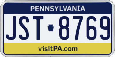PA license plate JST8769