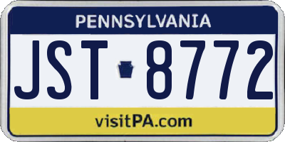 PA license plate JST8772