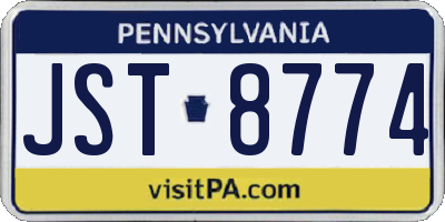 PA license plate JST8774