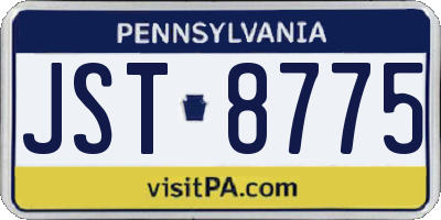 PA license plate JST8775