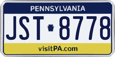 PA license plate JST8778