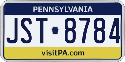 PA license plate JST8784