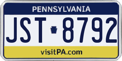 PA license plate JST8792