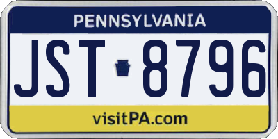 PA license plate JST8796