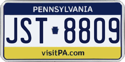 PA license plate JST8809