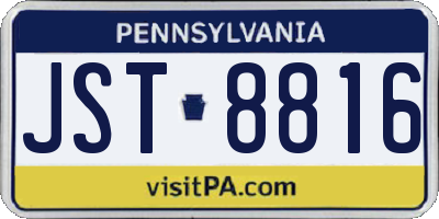 PA license plate JST8816