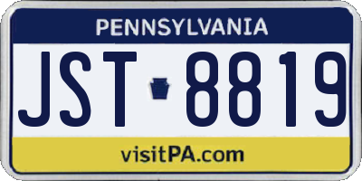 PA license plate JST8819