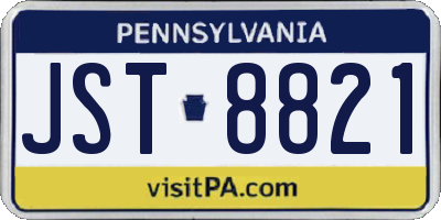PA license plate JST8821