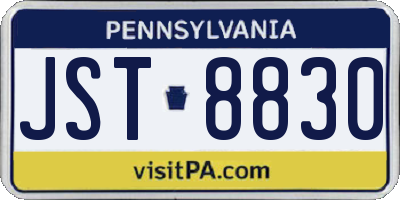 PA license plate JST8830