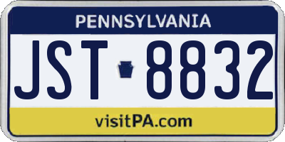 PA license plate JST8832