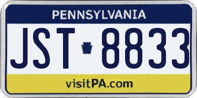 PA license plate JST8833