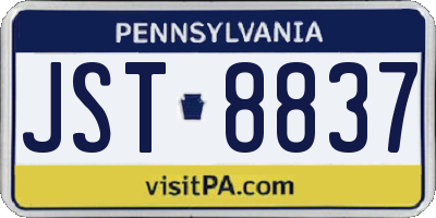 PA license plate JST8837