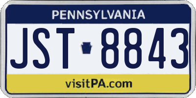 PA license plate JST8843
