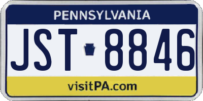 PA license plate JST8846