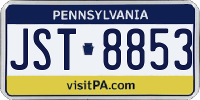 PA license plate JST8853