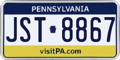 PA license plate JST8867