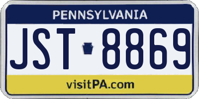 PA license plate JST8869