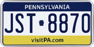 PA license plate JST8870