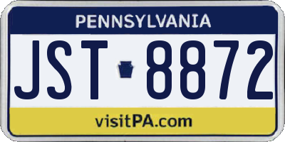 PA license plate JST8872
