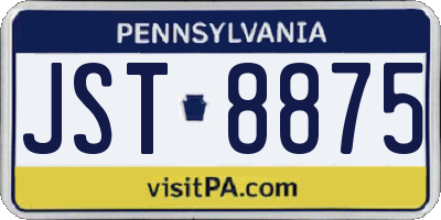 PA license plate JST8875