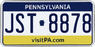 PA license plate JST8878