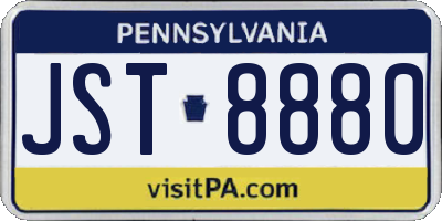 PA license plate JST8880