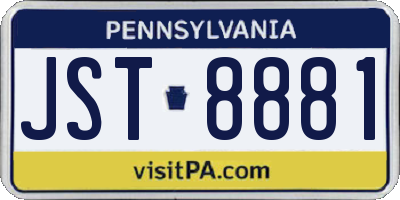 PA license plate JST8881