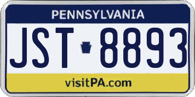 PA license plate JST8893