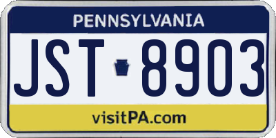 PA license plate JST8903